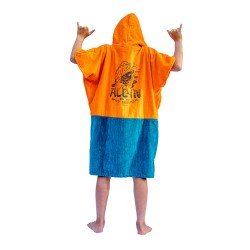 Children's poncho 6 to 9 years - Tigre Orange / Navy