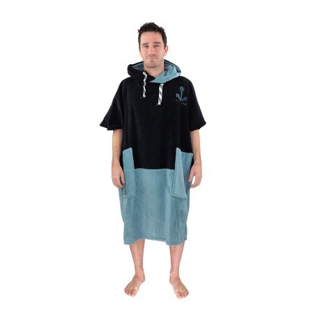 Adult V-CUT PONCHO Black / Blue Green