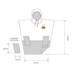 Junior PONCHO 9-15 years CHARCOAL BLACK WAFFLE