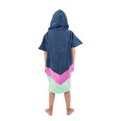 Children's PONCHO 6 to 9 years - GREY BLUE PARMA
