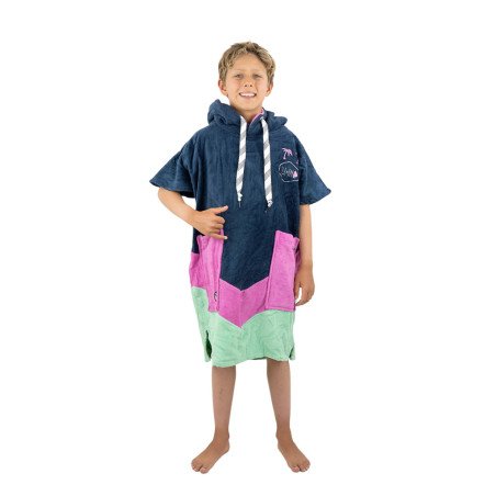 Children's PONCHO 6 to 9 years - GREY BLUE PARMA