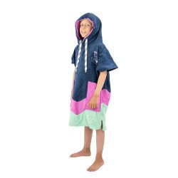Children's PONCHO 6 to 9 years - GREY BLUE PARMA