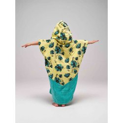 Children's poncho 6 to 9 years - Poppy / Aqua