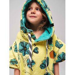 Children's poncho 6 to 9 years - Poppy / Aqua